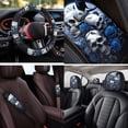thumbnail image 4 of Binienty 14 Piece Car Seat Covers Full Set with Steering Wheel Cover Center Console Cover Seat Headrest Covers Seat Belt Pads Gothic Skull Vehicle Interior Accessories Set for SUV Sedan Truck Van, 4 of 7