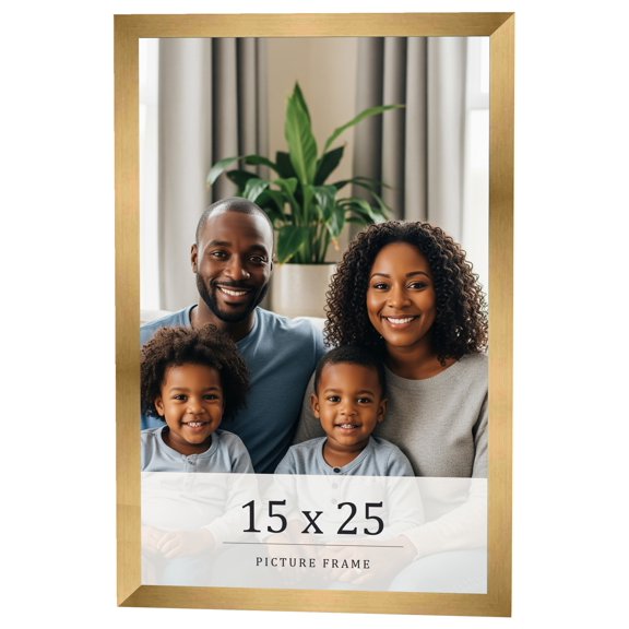 15x25 Frame Gold Bronze Solid Wood Picture Frame Width 0.75 Inches | Interior Frame Depth 0.5