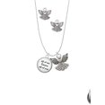 thumbnail image 2 of Delight Jewelry Silvertone Domed All of Me Loves All of You Silver tone Guardian Angel Charm Necklace and Stud Earrings, 2 of 4