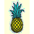 thumbnail image 4 of Mens Pineapple Tropical Patch 100% Cotton Ringer Tee Shirt, Large White/Black, 4 of 5
