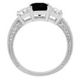 thumbnail image 2 of 3.61 ct Emerald Cut Natural Onyx 3 Stone 18K White Gold Womens Engagement Ring, 2 of 5