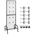 thumbnail image 5 of VEVOR Grid Wall Panel, 1.9 x 5.4 ft Wire Grid Panels Display Rack, Movable Art Display Shelf with Wheels and 10 Hooks, Black Carbon Steel Gridwall for Craft Show, Decoration, Storage, Notice Board, 5 of 10