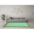 thumbnail image 3 of Ahgly Company Machine Washable Indoor Rectangle Oriental Turquoise Blue Traditional Area Rugs, 4' x 6', 3 of 4