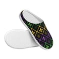 thumbnail image 3 of Fotbe Mardi Gra Geometric Pattern Women's Fuzzy Curly Fur Memory Foam Loafer Slippers Indoor Outdoor Slippers Winter Home Shoes-39/40, 3 of 7