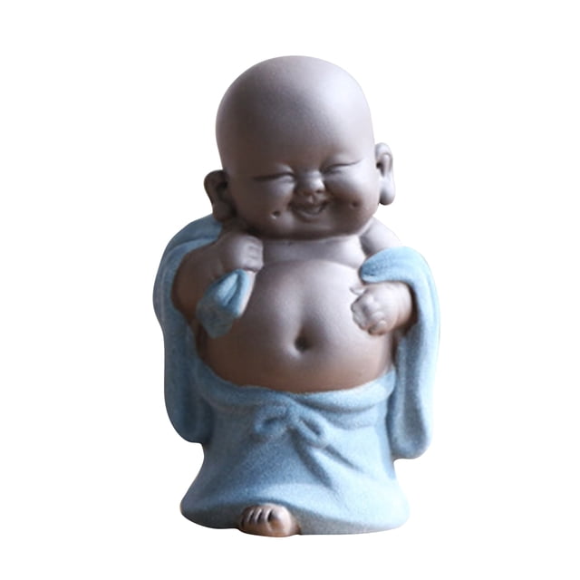 Little Ceramic Maitreya Happy Buddha Statue Figurine Decoration Tea Accessories,