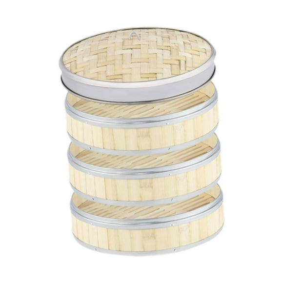 koolsoo Bamboo Steamer Basket Round Dumpling Steamer Basket for Seafood Chicken Meat 30cm