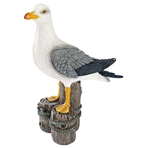 Design Toscano QL56461 Dockside Seagull Coastal Decor Garden Statue, 17 Inch, Full Color