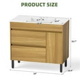 thumbnail image 3 of Uforic 36 " Bathroom Vanity with Undermount Sink, Free Standing Bathroom Storage Cabinet with 2 Drawers, Oak, 3 of 8