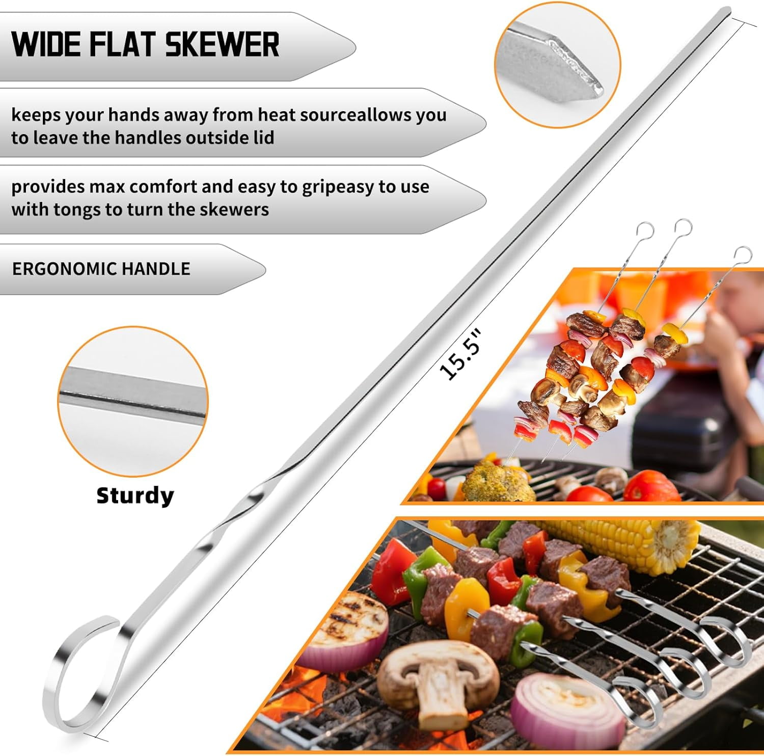 9Pcs Grill Accessories Set with Extra Thick Stainless Steel Spatula, Fork, Tongs, Skewer & Brush, Complete BBQ Grill Tools Kit with Portable Bag, Grilling Gifts for Men Dad Birthday Christmas