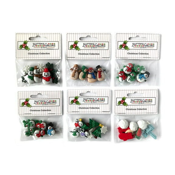 Assorted Snowman Buttons - Buttons Galore 60   for Sewing & Crafts - Set of 6 Button Packs