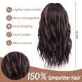 thumbnail image 5 of Dark Brown Highlighted Synthetic Wig for Women 16 Inch Medium Length Wavy Wigs with Middle Part Natural Look Daily Party Halloween, 5 of 7