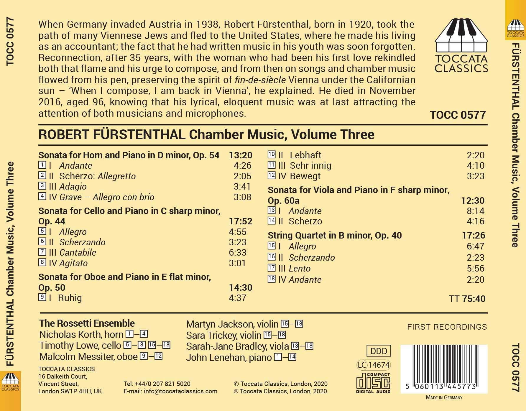 Furstenthal - Chamber Music 3 - Music & Performance - CD