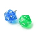 thumbnail image 2 of 1bag Opaque Acrylic Pendants with Iron Findings Faceted Polyhedral Dice D20 Mixed color 27.5x20x20mm Hole: 2mm about 10pcs/bag, 2 of 5