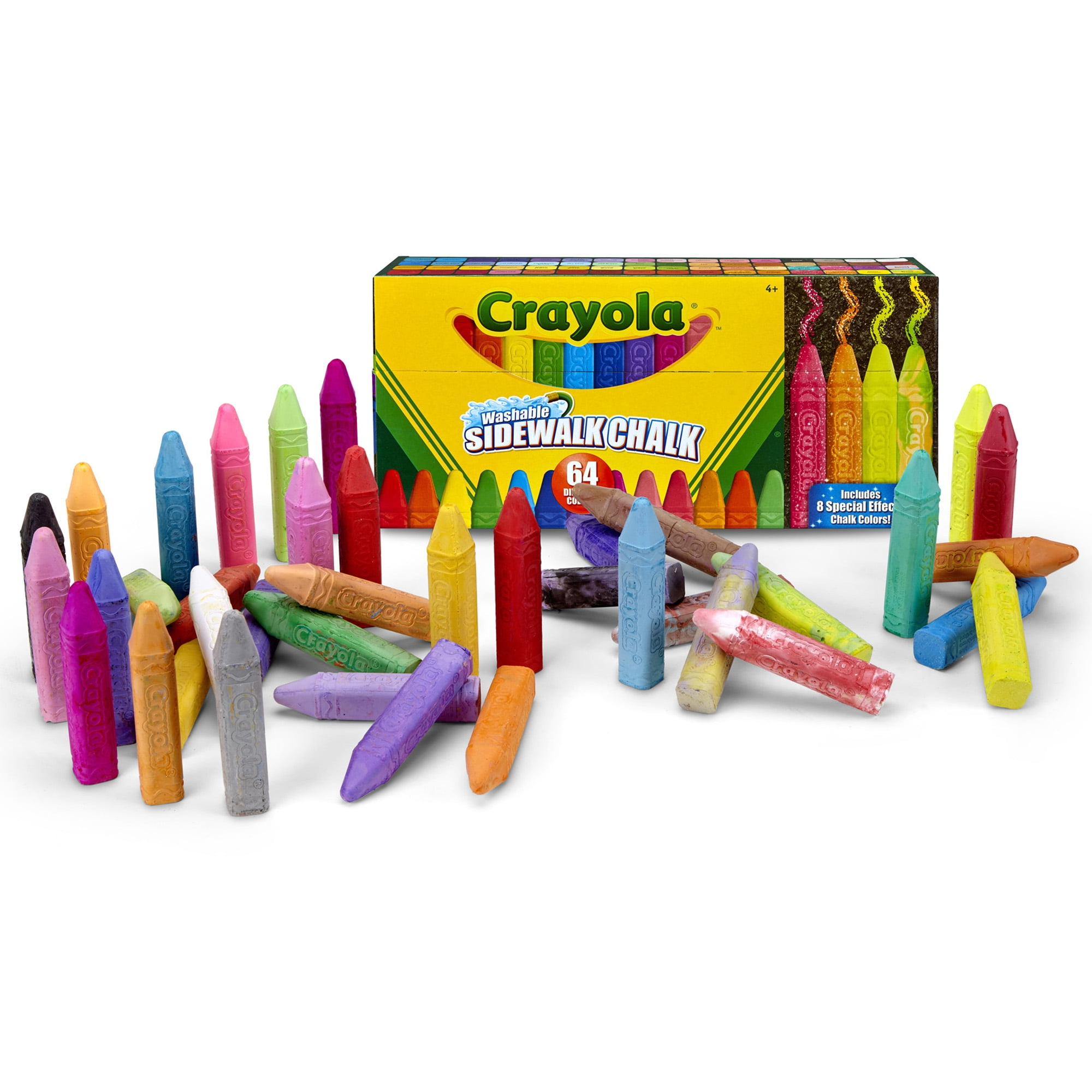 Crayola Ultimate Washable Chalk Collection (64ct), Bulk Sidewalk Chalk,  Outdoor Chalk for Kids, Anti-Roll Sticks, Nontoxic, 4+