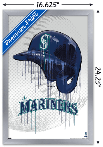 MLB Seattle Mariners - Drip Helmet 22 Wall Poster, 14.725" x 22.375" Framed