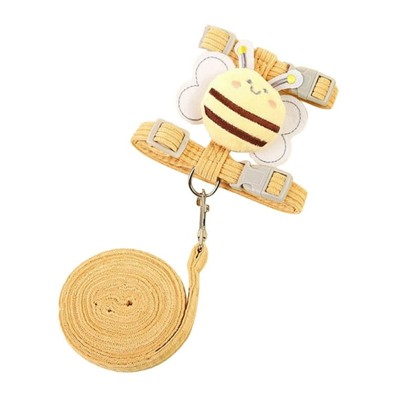 YIMWNYI Dog & Cat Bee Leash, Cute Corduroy Strap Vest for Small Dogs and Cats, Safe & Easy to Use, Yellow & Green, M Size (4.4-9.9 lb), 2 Pack