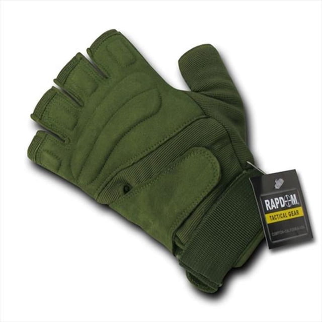 T23-PL-OLV-02 RapDom Gant Léger Demi-Doigt - Olive - Moyen