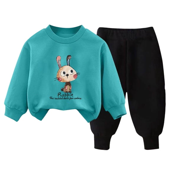Hessimy Unisex Toddler Kids Spring Summer Soft Fabric 2Pcs Long Sleeve Soft Sleepwear Pjs, Unisex Kids Pjs(Sky Blue,3-4 Years)