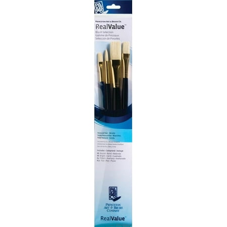 UPC: 0757063918604 | Princeton Brush Real Value 4-Brush Bristle Brush Set  Round 6  Filbert 4  Bright 8  Flat 12