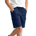 thumbnail image 5 of Zwiiyzr Kids Boys Half Cargo Shorts Solid Color Loose Kids Casual Shorts Active Summer Clothes with Pockets Dark Blue, 5 of 8