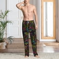 thumbnail image 5 of Uemuo Color Summer Pattern Men's Wide Leg Palazzo Lounge Pants with Pockets Light Weight Loose Comfy Casual Pajama Pants-X-Large, 5 of 9