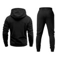 thumbnail image 3 of Nokdvo Mens 2 Piece Sweatsuits Fashion Fleece Letter Print Drawstring Hoodie and Sweatpants Fall Winter Hooded Solid Color Ribbed Sweat Suit Sets with Pocket,Black 2XL, 3 of 3