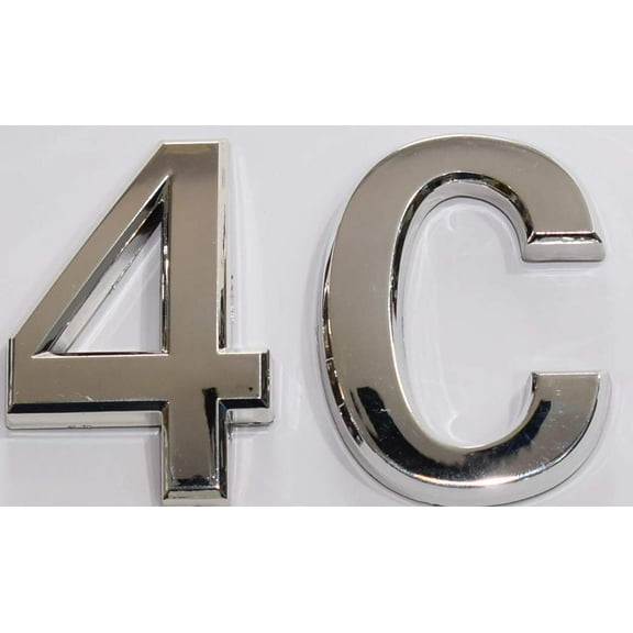 Apartment Number 4C Sign/Mailbox Number Sign, Door Number Sign. (Silver,3D, Size 2.75 x 1.75, Comes with Double Sided Tape)- The Maple line