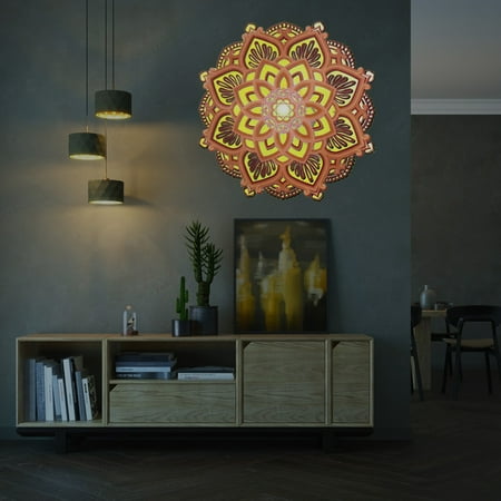 

Mandala Yoga Room Led Night Light Creative Dream Wooden Mandala Hanging MDF Wall Atmosphere Light Living Room Bedroom Wall Decoration