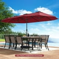 thumbnail image 2 of Costway Parasol de Patio Extra-Grand de 15,5 Pi avec Lumières DEL Solaires et 12 Nervures Robustes Rouge, 2 of 10