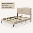 thumbnail image 2 of Aiho Bed Frame with Upholstered Headboard, Queen, Metal Support, No Box Spring Needed - Beige, 2 of 4