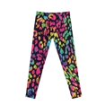 thumbnail image 7 of COEQINE Leopard Print Pink Green Girls Sport Leggings High Waist Stretch Pants Soft Tummy Control Leggings Tights, for 12-13 Years Kids Girls, 7 of 7