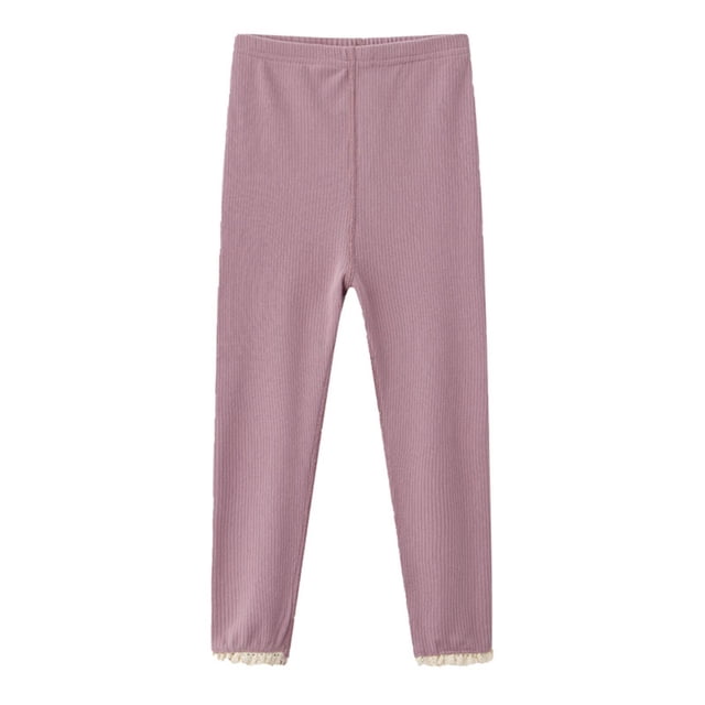 FAIWAD Leggings for Girls Comfy Stretchy Knit Ribbed Tights Basic Cute Outdoor Casual Cotton Pants with Ruffle