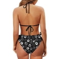 thumbnail image 6 of Chririnla Women's Halter Neck Two Piece Bikini Set - Cute White Paw Print Design - Quick Dry, Tie Side Swimwear for Beach Vacation & Pool Party, 6 of 9