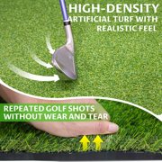 5x4FT Golf Hitting Mat, Dual Turf 35mm Rough & 16mm Fairway, 10 Balls 9 Tees, Indoor Outdoor Golf Practice Mat