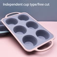 thumbnail image 4 of Kearding Moldes de silicona para Tartas, 6 tazas, molde para hornear con mango, herramienta para hornear, utensilios de cocina, accesorios, Herramientas y accesorios para hornear gris y rosa, 4 of 6