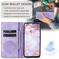 thumbnail image 3 of SaniMore for Samsung Galaxy A15 Case, PU Leather Embosed Mandala Flower Wallet Protective Phone Cover Card Slots Pocket Purse Women Men Kickstand Vintage Shockproof Anti-fall Shell, Purple, 3 of 8