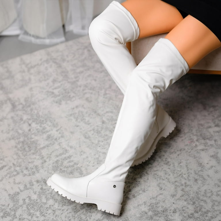 BELOVELY SWIM 3 Women s Over The Knee Boots Round Toe Suede Side Zipper Flat Booties Thigh High Boots Footwear Shoe Walking Shoes Girl Comfort Nylon Nail Onyx Chunky Insoles Walmart