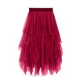 thumbnail image 2 of Elainilye Fashion Ladies Fairy Skirt Versatile Solid Color Short Skirt Mesh Skirt Multilayer Short Skirt,Red, 2 of 3