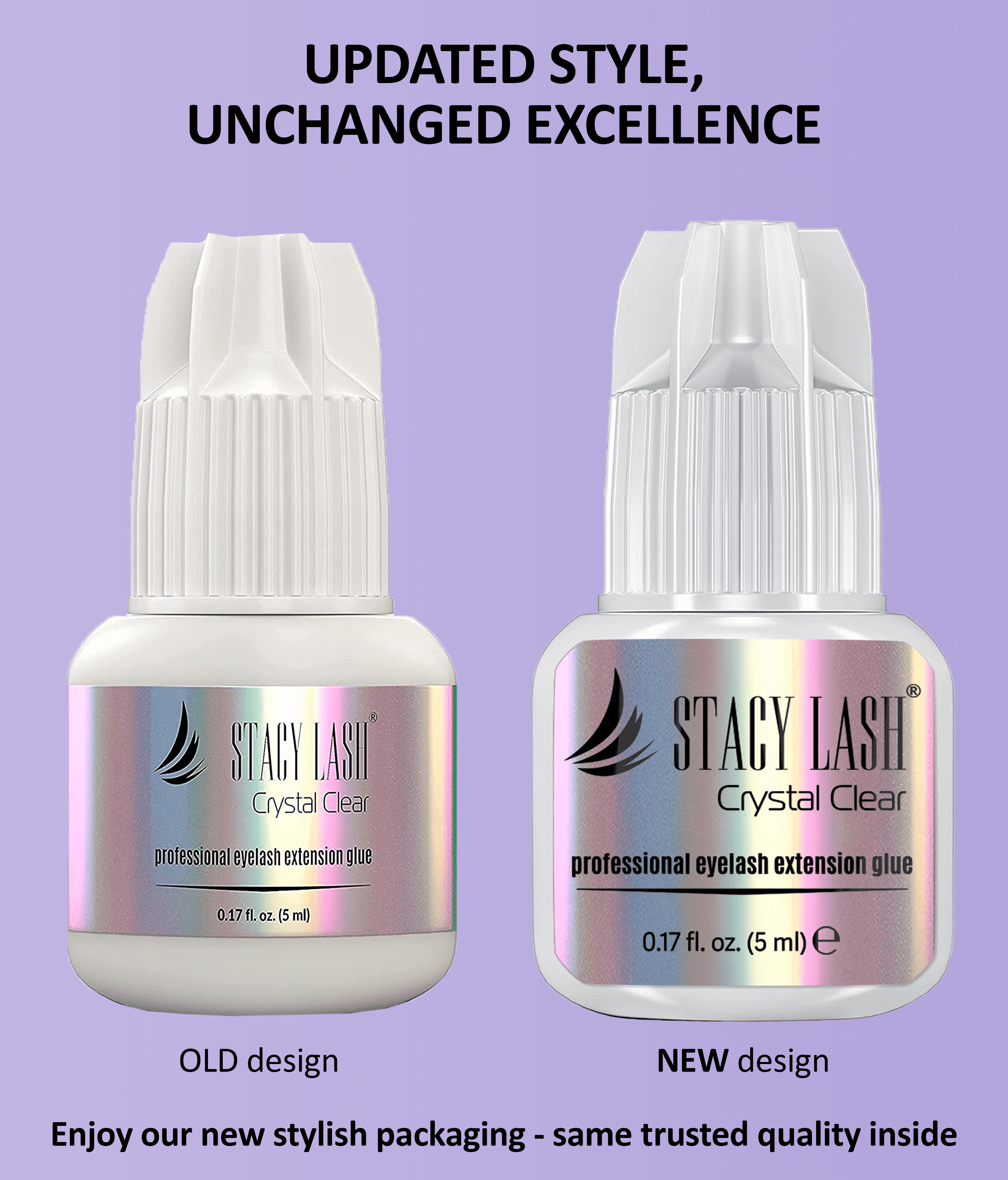 Stacy Lash Crystal Clear Adhesive (0.17fl.oz / 5ml) / Cyanoacrylate Eyelash Extension Glue / Transparent and Carbon Black Free Formula / Professional Use Only