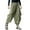 Army Green, variant on Men's Summer Retro Loose Cotton Pants - Polyester, Solid Color, Elastic Waist, M-XXXXXL Sizes, Casual/Beach/Travel, Fit True to Size, Hand Wash