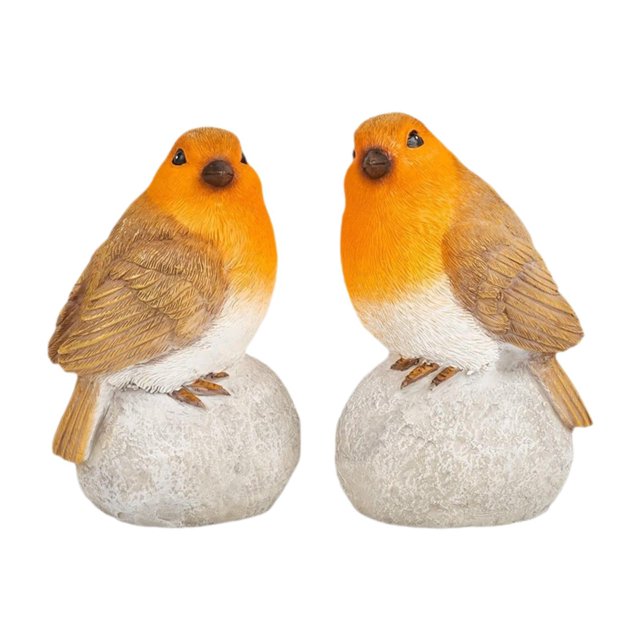 2 figuras de pájaro de resina de pie sobre piedra, decoración única, escultura de pájaro, adornos para exteriores, para gabinete, jardín, oficina.