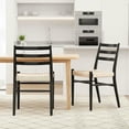 thumbnail image 4 of Barara King Mid Century Modern Dining Chairs Set of 2 with Sturdy Metal Frame and Woven Rope Seats for Kitchen and Restaurant Dining Room Use, Beige & Black, 4 of 5