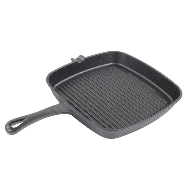 Quadrate Grill Pan, Cast Iron Grill Pan Convenient Pour Iron Material Long Handle For Home