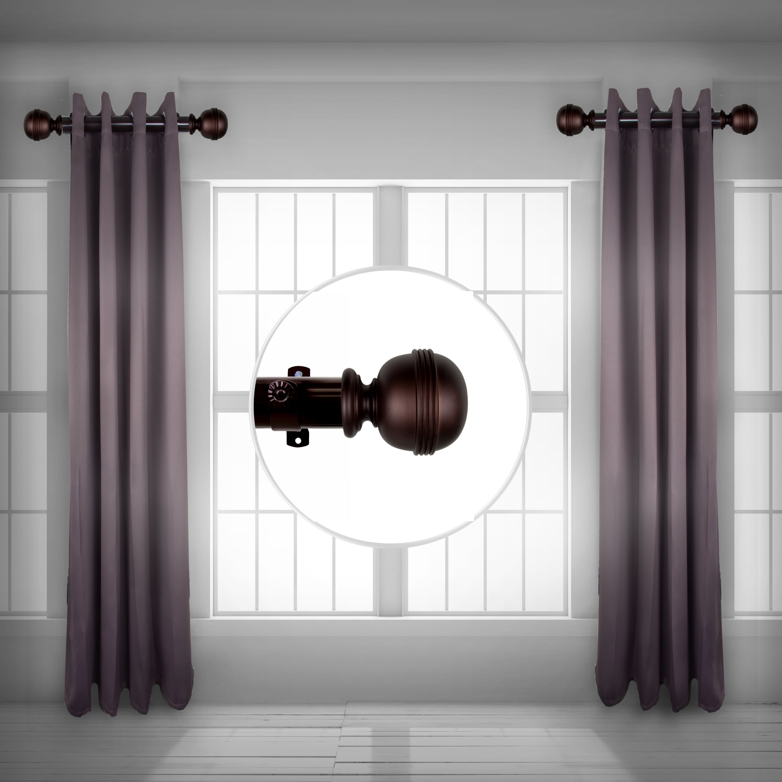 Jax 1.5" Side Curtain Rod 18 inch Long (Set of 2) - Cocoa