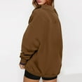 thumbnail image 4 of TKLPEHG Oversized Sweatshirt for Women Quarter Button Fashion Sweatshirt Long Sleeve Lapel Solid Color Pullover Casual Loose Winter Trendy Fleece Pullover (Coffee,XL), 4 of 8