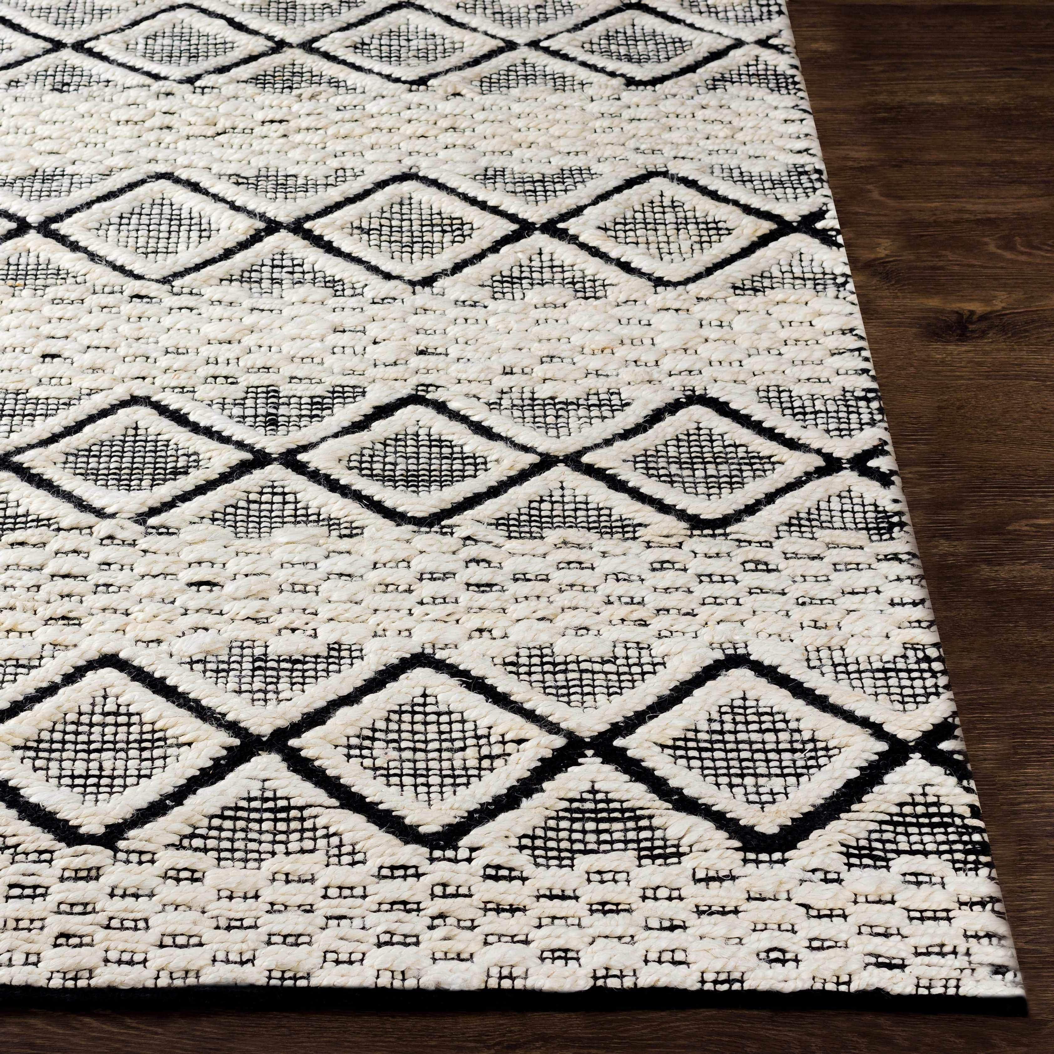 Hauteloom Mescal Jute Living Room, Bedroom Area Rug - Bohemian, Transitional - Cream, Black - 6' x 9'