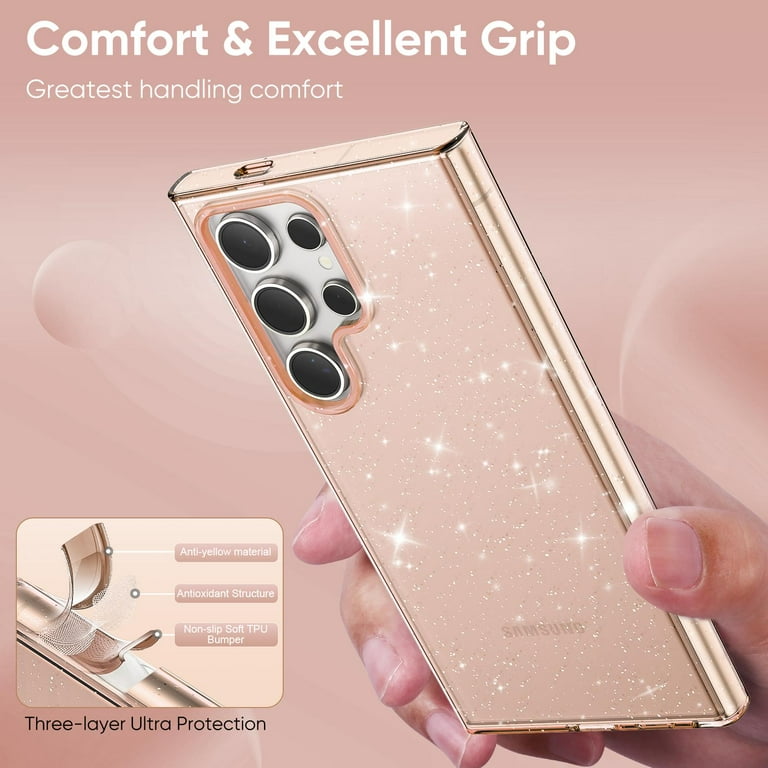 Compatible with Samsung Galaxy S25 Ultra Case Clear Glitter, Anti