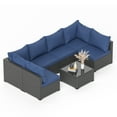 thumbnail image 4 of GOJOOASIS Patio Furniture Set, 7 Pieces Outdoor PE Rattan Couch with Glass Table All Weather Sectional Washable Cushion Blue, 4 of 6