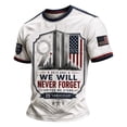 thumbnail image 3 of Never Forget 9/11 Shirt for Men Shirts Casual Tops Never Forget 911 Graphic Shirt, American Flag Patriotic T-shirt,Crew Neck Casual Tops (White,XXXXL), 3 of 4
