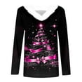 thumbnail image 5 of yoeyez Funny Christmas Tee Shirts for Women White Faux Fur Trim V Neck Shirt Dressy Funny Xmas Tree Snowflake Graphic Tops, 5 of 6